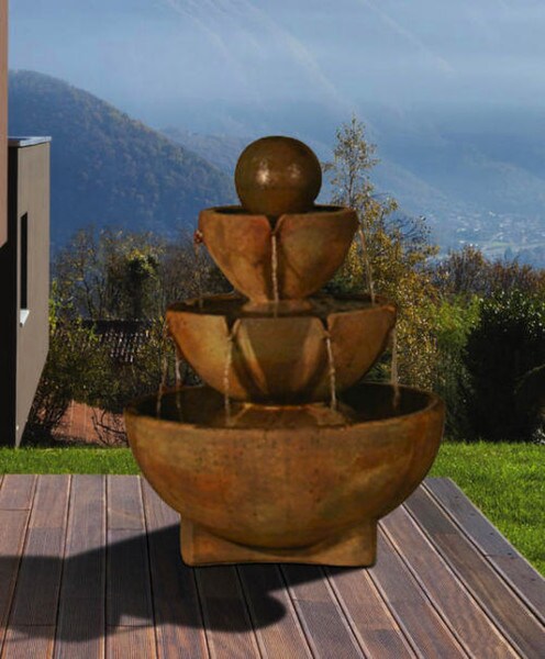 Stone Vessels Tall Fountain Contemporary Round Cast Stone Statue